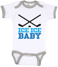 Load image into Gallery viewer, Ice Ice Baby / Hockey Ringer Onesie - Baffle
