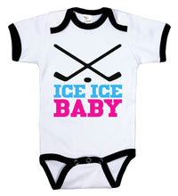 Load image into Gallery viewer, Ice Ice Baby (Pink) / Hockey Ringer Onesie - Baffle
