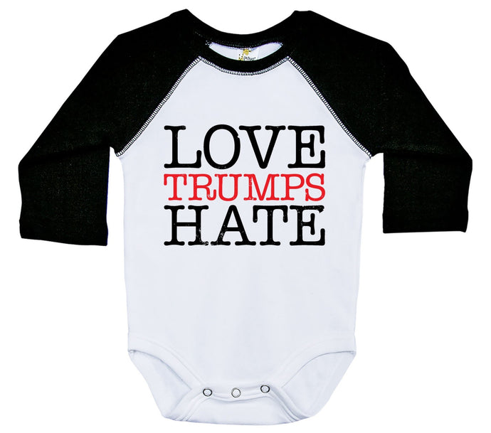 Love Trumps Hate / Raglan Onesie / Long Sleeve - Baffle