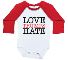 Load image into Gallery viewer, Love Trumps Hate / Raglan Onesie / Long Sleeve - Baffle
