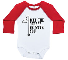 Load image into Gallery viewer, May The Course Be With You / Raglan Onesie / Long Sleeve - Baffle
