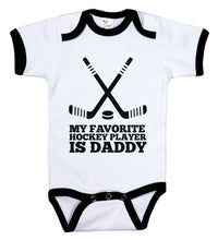 Load image into Gallery viewer, My Favorite Hockey Player Is Daddy / Hockey Ringer Onesie - Baffle

