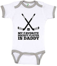 Load image into Gallery viewer, My Favorite Hockey Player Is Daddy / Hockey Ringer Onesie - Baffle
