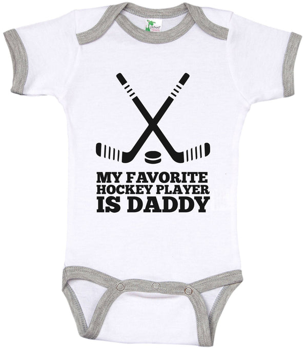 My Favorite Hockey Player Is Daddy / Hockey Ringer Onesie - Baffle