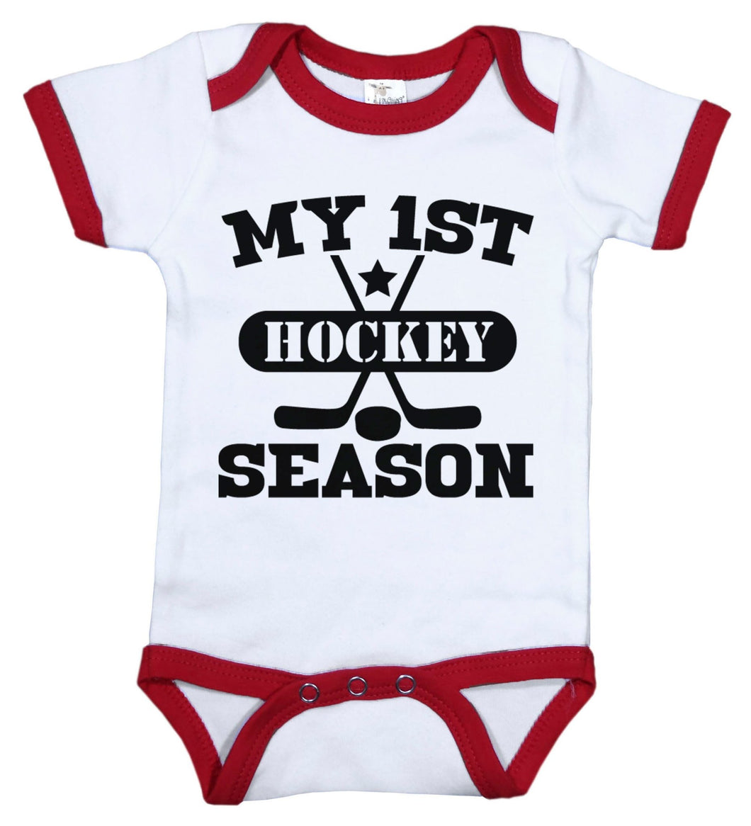 My First Hockey Season / Hockey Ringer Onesie - Baffle