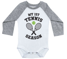 Load image into Gallery viewer, My First Tennis Season / Raglan Onesie / Long Sleeve - Baffle
