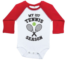 Load image into Gallery viewer, My First Tennis Season / Raglan Onesie / Long Sleeve - Baffle
