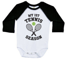 Load image into Gallery viewer, My First Tennis Season / Raglan Onesie / Long Sleeve - Baffle

