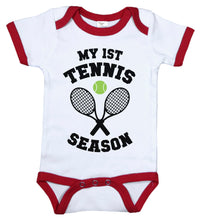 Load image into Gallery viewer, My First Tennis Season / Tennis Ringer Onesie - Baffle
