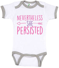 Load image into Gallery viewer, Nevertheless She Persisted / Feminism Ringer Onesie - Baffle
