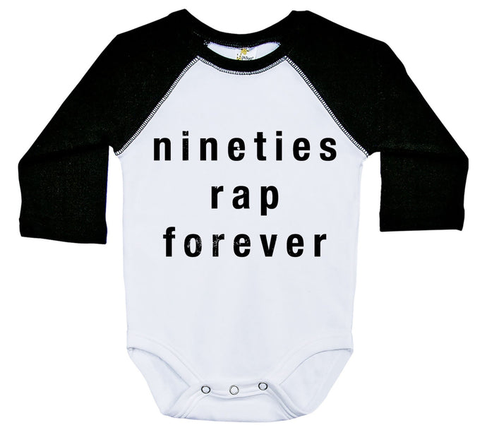 Nineties Rap Forever / Raglan Onesie / Long Sleeve - Baffle