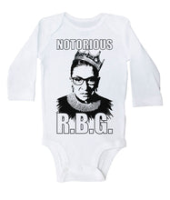 Load image into Gallery viewer, Notorious RBG w/ TEXT - RBG Ruth Bader Ginsburg / Basic Onesie - Baffle
