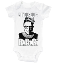 Load image into Gallery viewer, Notorious RBG w/ TEXT - RBG Ruth Bader Ginsburg / Basic Onesie - Baffle
