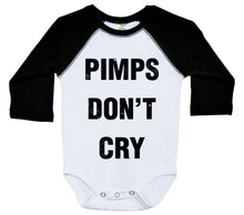 Load image into Gallery viewer, Pimps Don&#39;t Cry / Raglan Onesie / Long Sleeve - Baffle
