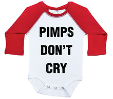 Load image into Gallery viewer, Pimps Don&#39;t Cry / Raglan Onesie / Long Sleeve - Baffle
