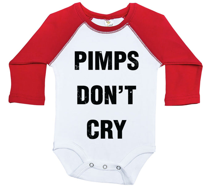 Pimps Don't Cry / Raglan Onesie / Long Sleeve - Baffle