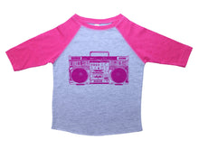 Load image into Gallery viewer, PINK BOOMBOX / Pink Boombox Raglan Baseball Shirt for Toddlers - Baffle
