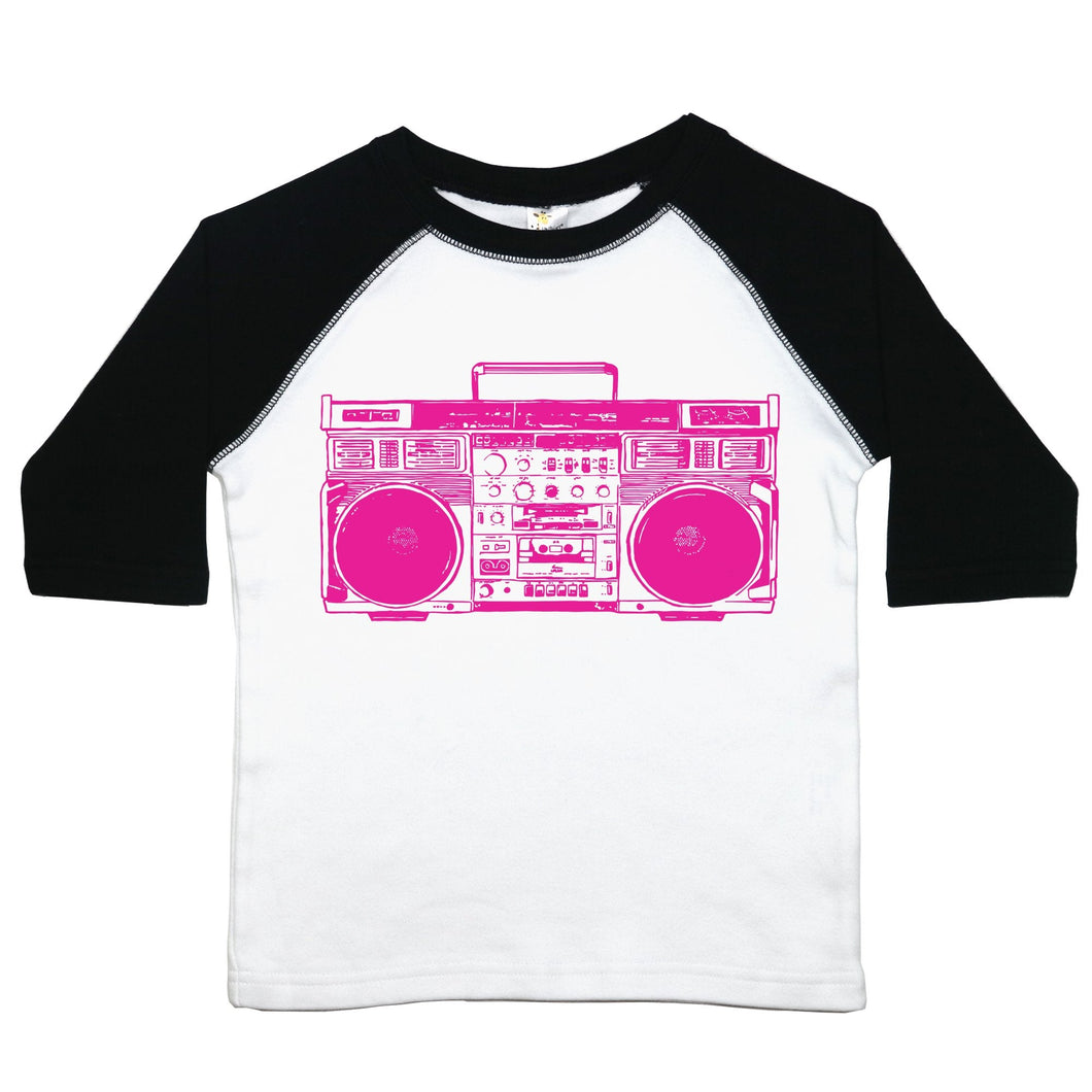 Pink Boombox - Toddler Raglan T-Shirt - Baffle