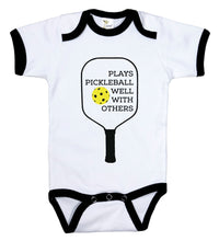 Load image into Gallery viewer, Plays Pickleball Well With Others / Pickleball Ringer Onesie - Baffle
