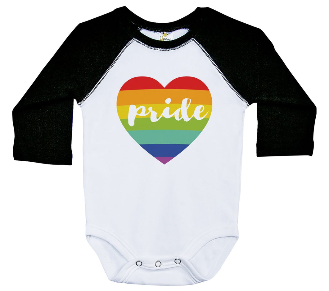Pride Rainbow Heart / Raglan Onesie - Baffle
