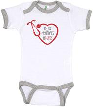 Load image into Gallery viewer, Relax, My Mom&#39;s A Nurse / Nurse Ringer Onesie - Baffle
