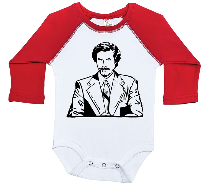 Ron Burgundy / Raglan Onesie / Long Sleeve - Baffle