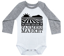 Load image into Gallery viewer, Support Your Local Farmers Market / Raglan Onesie / Long Sleeve - Baffle
