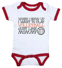 Load image into Gallery viewer, When I Grow Up I Want To Play Volleyball Just Like Mommy / Volleyball Ringer Onesie - Baffle
